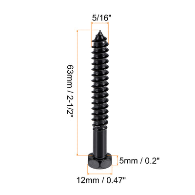 Harfington Carbon Steel Hex Lag Phillips Head Screws