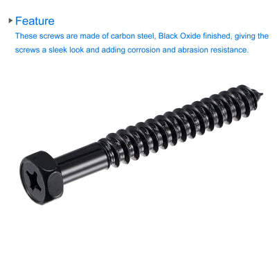 Harfington Carbon Steel Hex Lag Phillips Head Screws