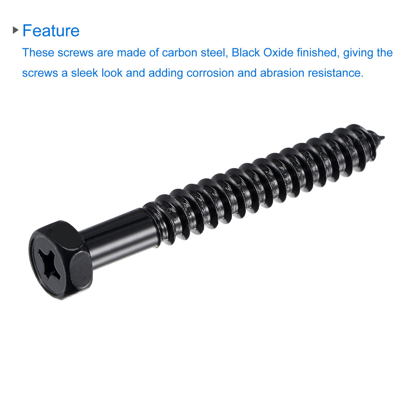 Harfington Carbon Steel Hex Lag Phillips Head Screws