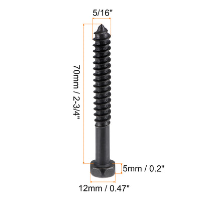 Harfington Carbon Steel Hex Lag Phillips Head Screws