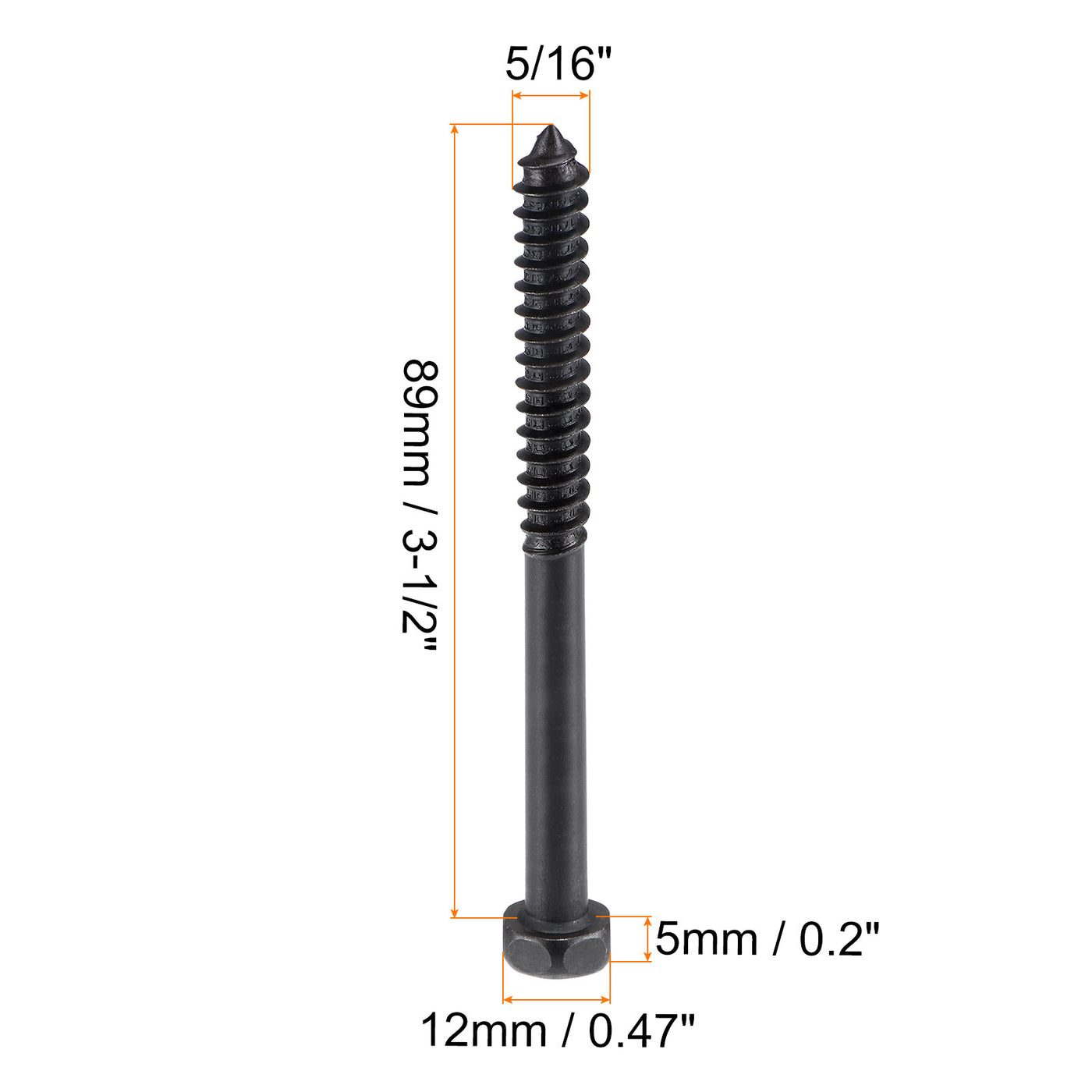 Harfington Carbon Steel Hex Lag Phillips Head Screws