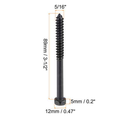 Harfington Carbon Steel Hex Lag Phillips Head Screws