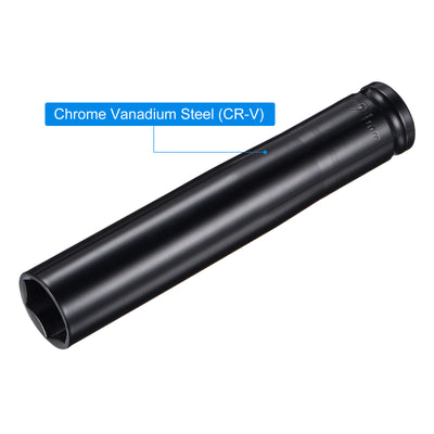 Harfington Square Drive x Deep Impact Socket, CR-V Steel, 6-Point Metric Sizes