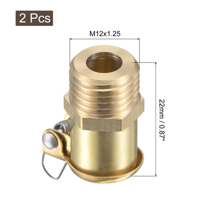 Harfington Spring Grease Oil Cup Cap M12x1.25 Male Thread Copper Machine Parts 2Pcs
