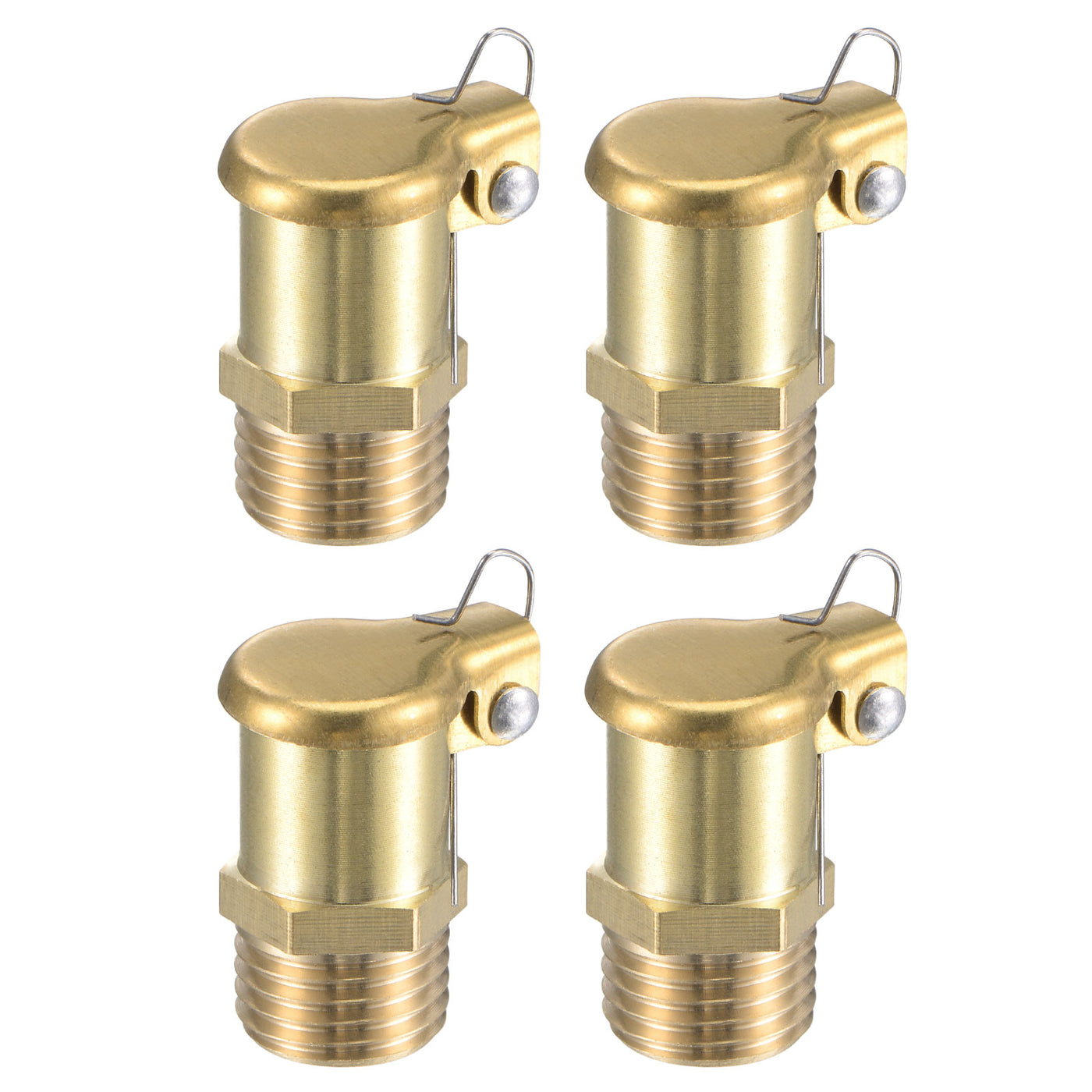 Harfington Spring Grease Oil Cup Cap M12x1.25 Male Thread Copper Machine Parts 4Pcs