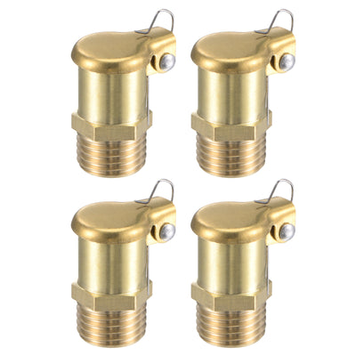 Harfington Spring Grease Oil Cup Cap M12x1.25 Male Thread Copper Machine Parts 4Pcs
