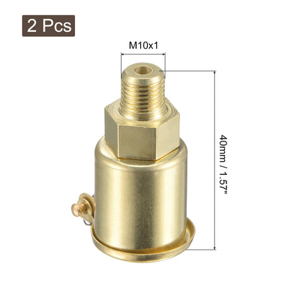 Harfington Spring Grease Oil Cup Cap M10x1 Male Thread 3ml Copper Plating Machine Parts 2Pcs