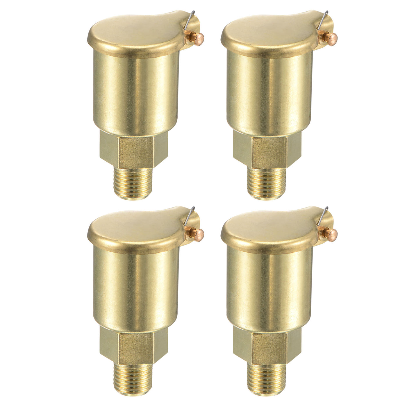 Harfington Spring Grease Oil Cup Cap M10x1 Male Thread 3ml Copper Plating Machine Parts 4Pcs