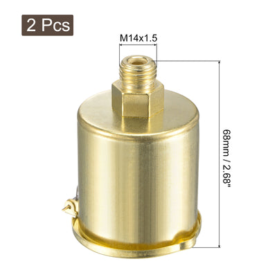Harfington Spring Grease Oil Cup Cap M14x1.5 Male Thread 50ml Copper Plating Machine Parts 2Pcs