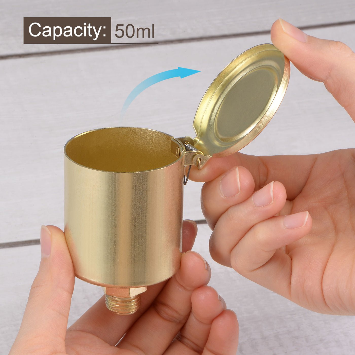 Harfington Spring Grease Oil Cup Cap M14x1.5 Male Thread 50ml Copper Plating Machine Parts 2Pcs