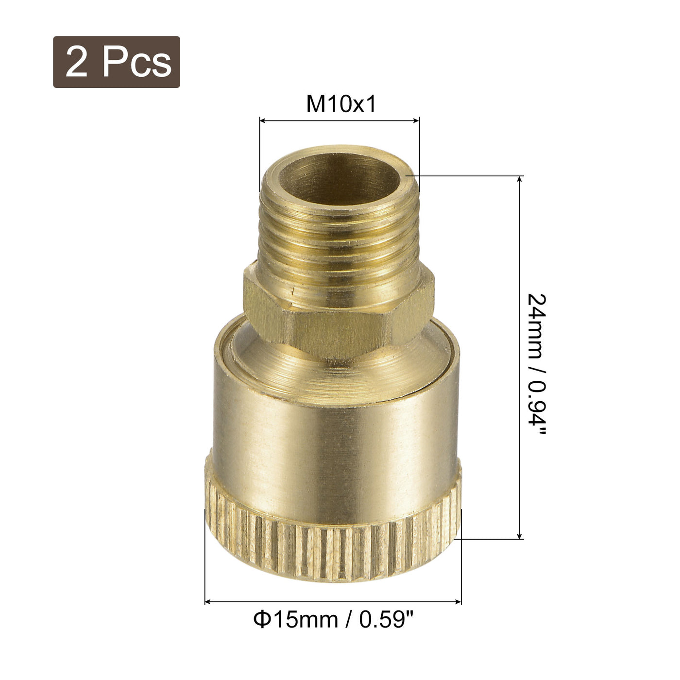 Harfington Grease Oil Cup Cap M10x1 Male Thread 1.5ml Brass Machine Parts 2Pcs