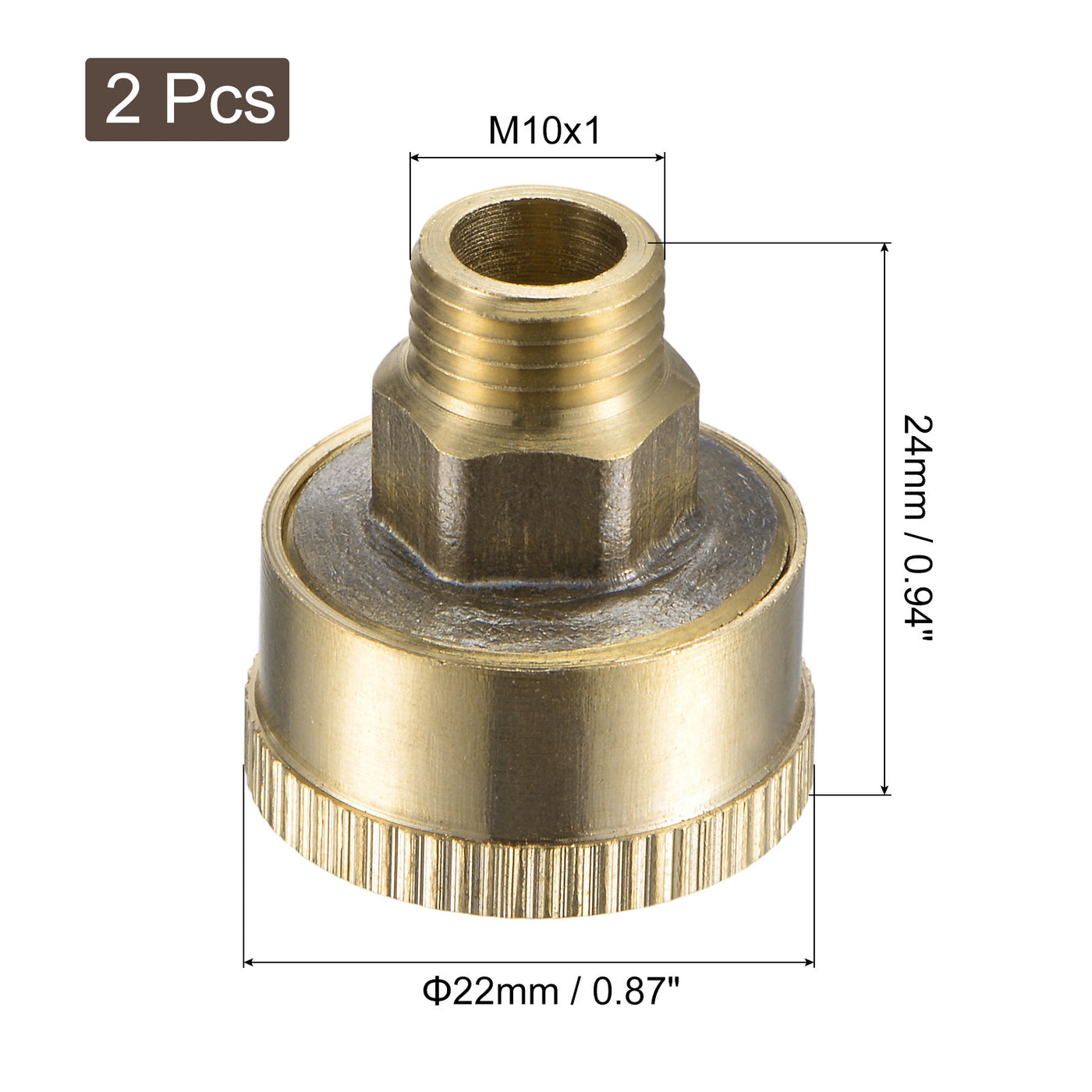 Harfington Grease Oil Cup Cap M10x1 Male Thread 3ml Brass Machine Parts 2Pcs