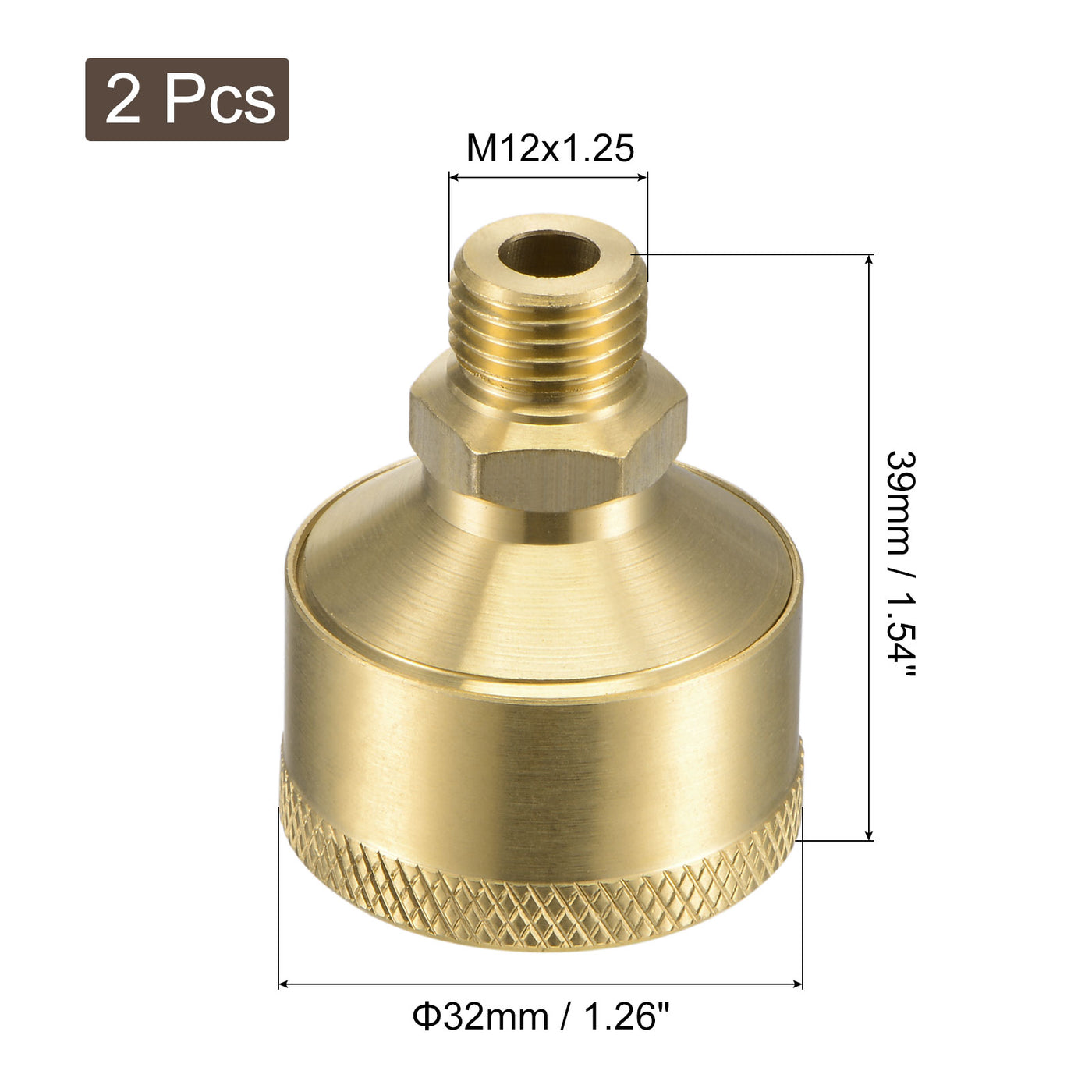 Harfington Grease Oil Cup Cap M12x1.25 Male Thread 12ml Brass Machine Parts 2Pcs