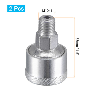 Harfington Machine Parts M10x1 Male Thread 3ml Grease Oil Cup Cap Aluminium Silver 2Pcs
