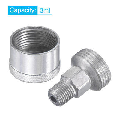 Harfington Machine Parts M10x1 Male Thread 3ml Grease Oil Cup Cap Aluminium Silver 2Pcs