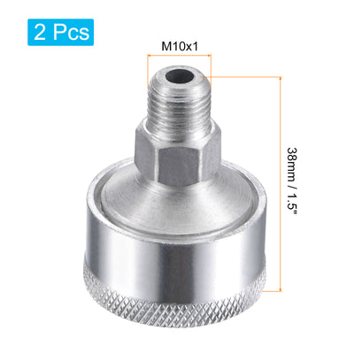 Harfington Machine Parts M10x1 Male Thread 6ml Grease Oil Cup Cap Aluminium Silver 2Pcs