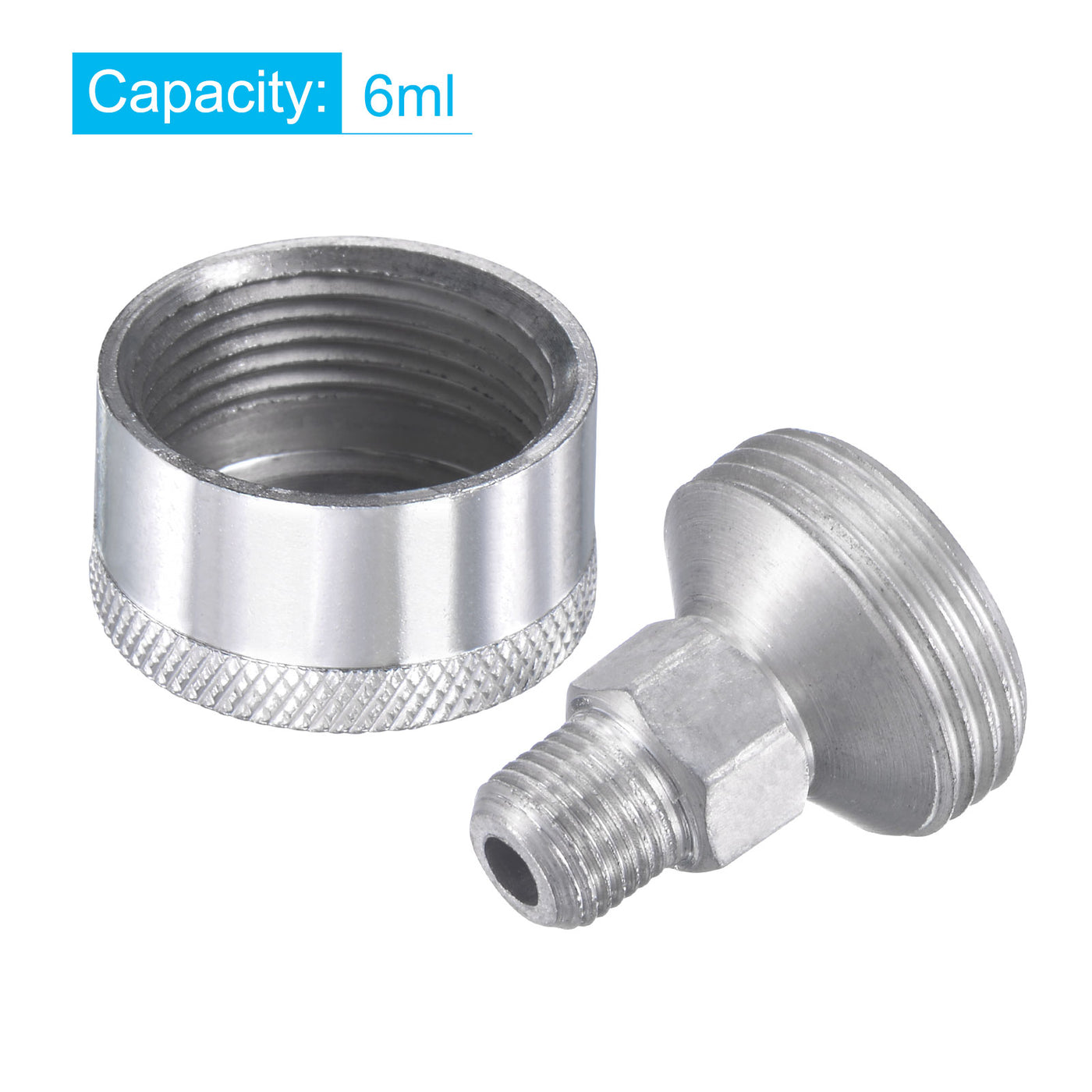 Harfington Machine Parts M10x1 Male Thread 6ml Grease Oil Cup Cap Aluminium Silver 2Pcs