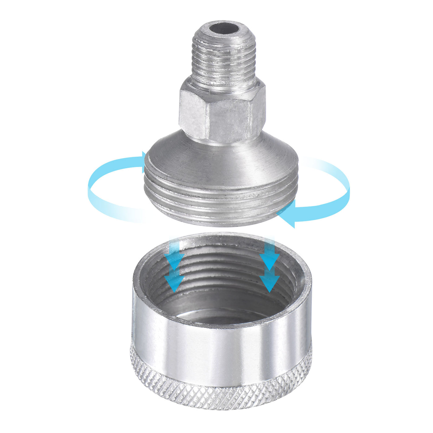 Harfington Machine Parts M10x1 Male Thread 6ml Grease Oil Cup Cap Aluminium Silver 2Pcs