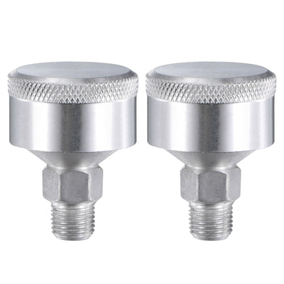Harfington Machine Parts M10x1 Male Thread 6ml Grease Oil Cup Cap Aluminium Silver 2Pcs