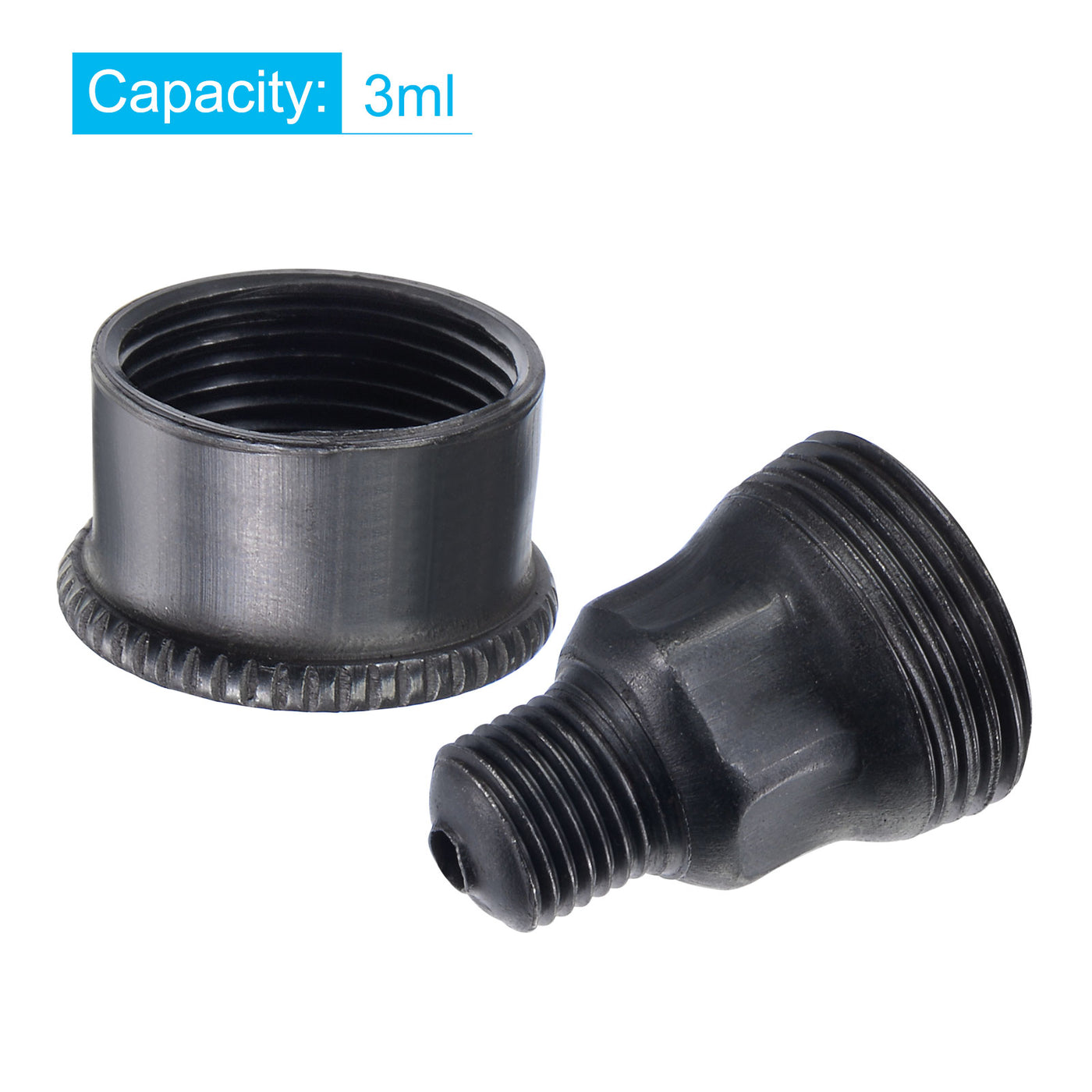 Harfington Machine Parts M10x1 Male Thread 3ml Grease Oil Cup Cap Carbon Steel Oiler Black 2Pcs