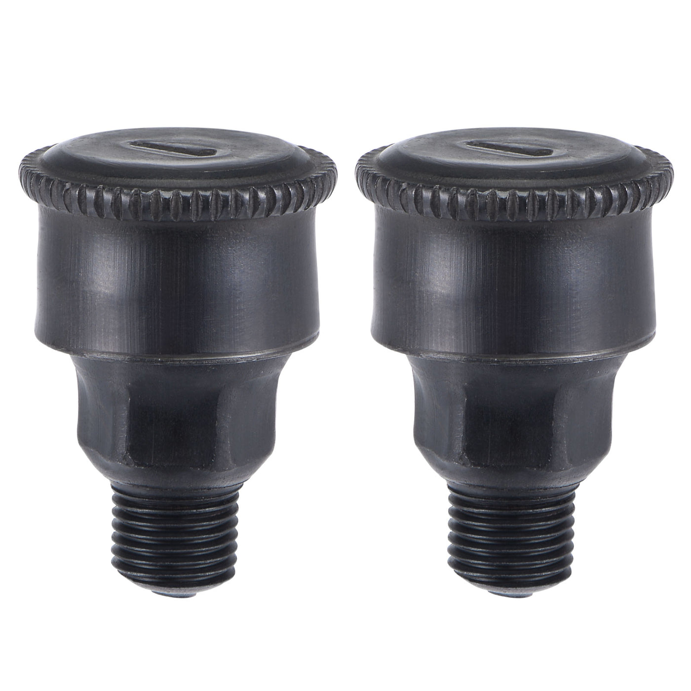 Harfington Machine Parts M10x1 Male Thread 3ml Grease Oil Cup Cap Carbon Steel Oiler Black 2Pcs