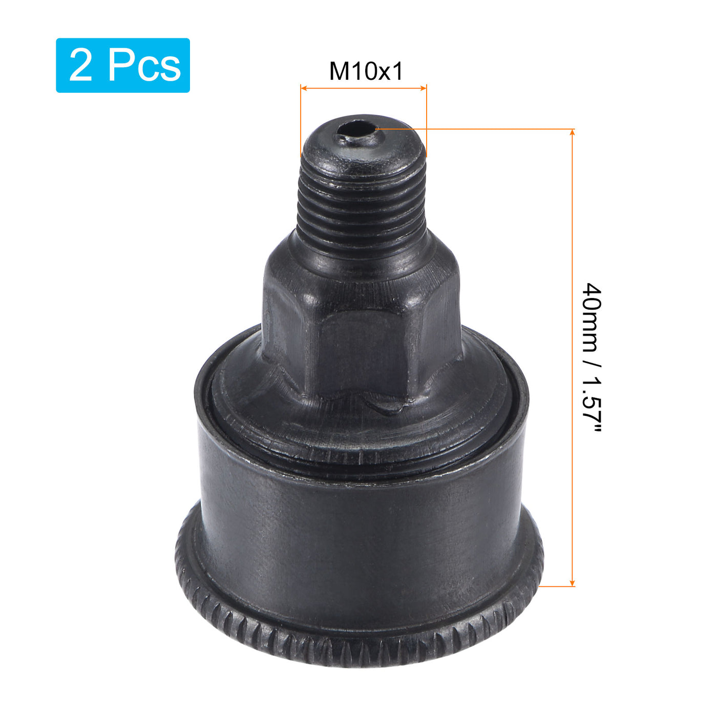 Harfington Machine Parts M10x1 Male Thread 6ml Grease Oil Cup Cap Carbon Steel Oiler Black 2Pcs