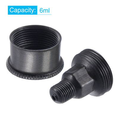 Harfington Machine Parts M10x1 Male Thread 6ml Grease Oil Cup Cap Carbon Steel Oiler Black 2Pcs