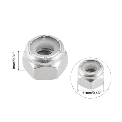 Harfington Nylon Insert Hex Lock Nuts, 304 Stainless Steel, Plain Finish for Construction Fasteners