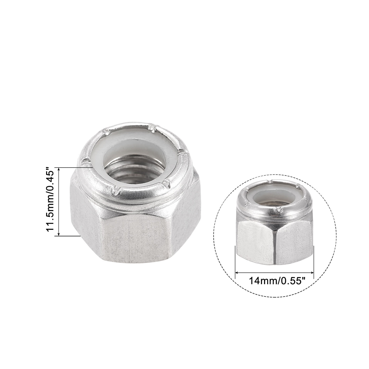 Harfington Nylon Insert Hex Lock Nuts, 304 Stainless Steel, Plain Finish Lock Nut