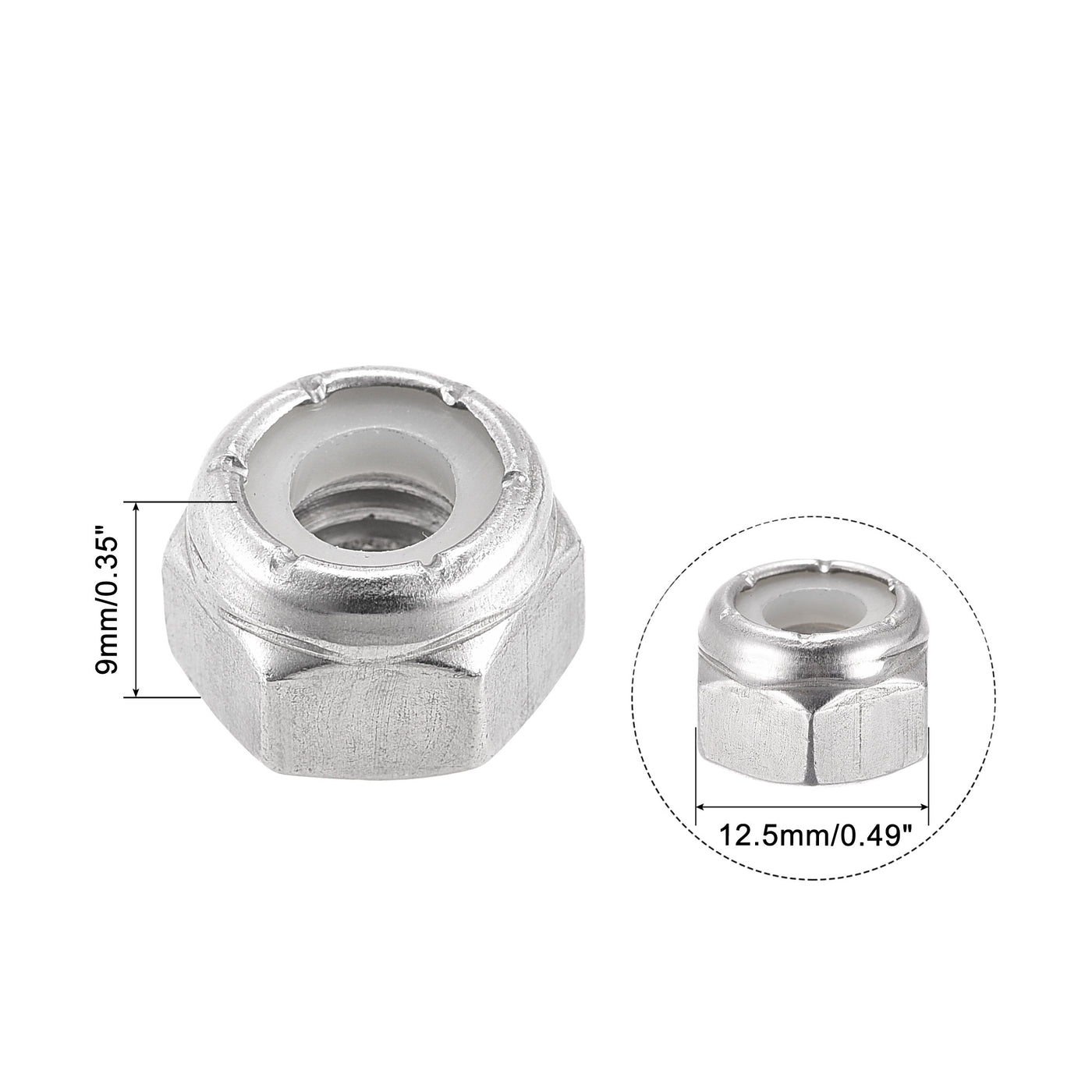 Harfington Nylon Insert Hex Lock Nuts, 304 Stainless Steel, Plain Finish Lock Nut