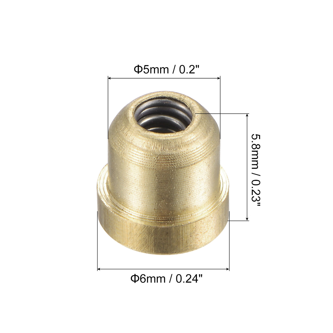 Harfington Brass Push Button Flange Grease Oil Cup 5mm for Lubrication System 4Pcs