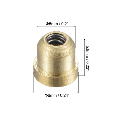 Harfington Brass Push Button Flange Grease Oil Cup 5mm for Lubrication System 4Pcs