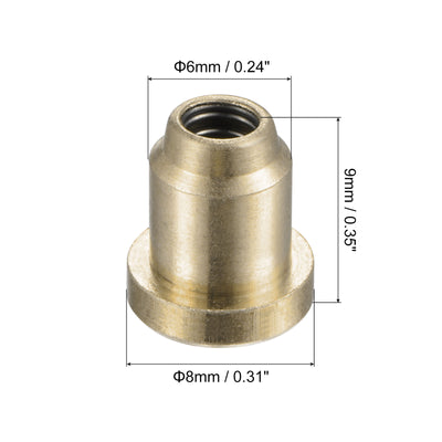 Harfington Brass Push Button Flange Grease Oil Cup 6mm for Lubrication System 4Pcs