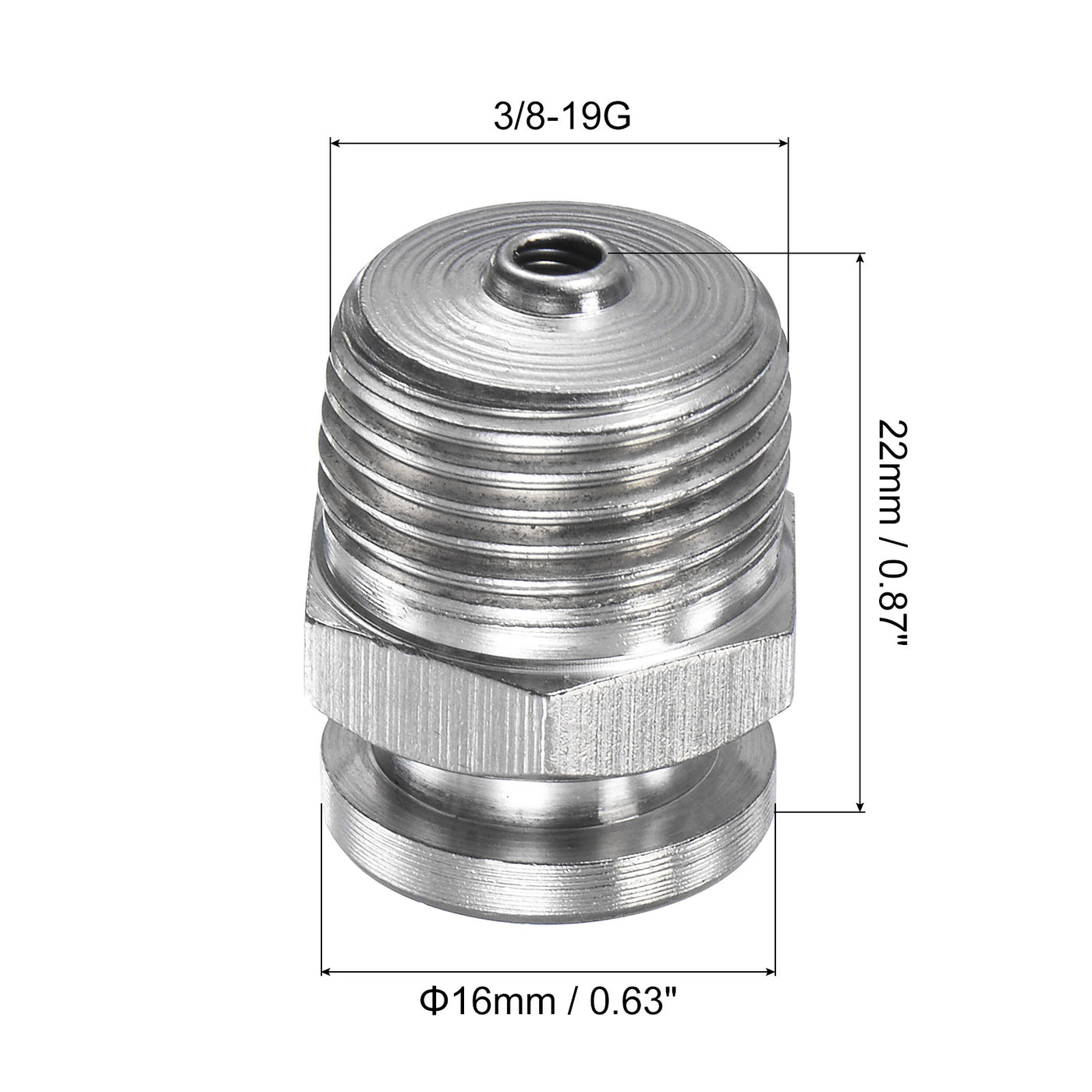 Harfington Push Button Grease Oil Cup 3/8-19G Male Thread 304 Stainless Steel Ball Oiler