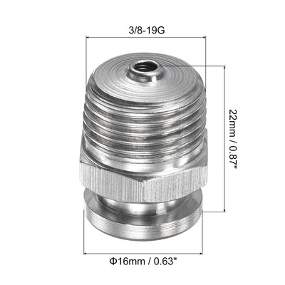 Harfington Push Button Grease Oil Cup 3/8-19G Male Thread 304 Stainless Steel Ball Oiler