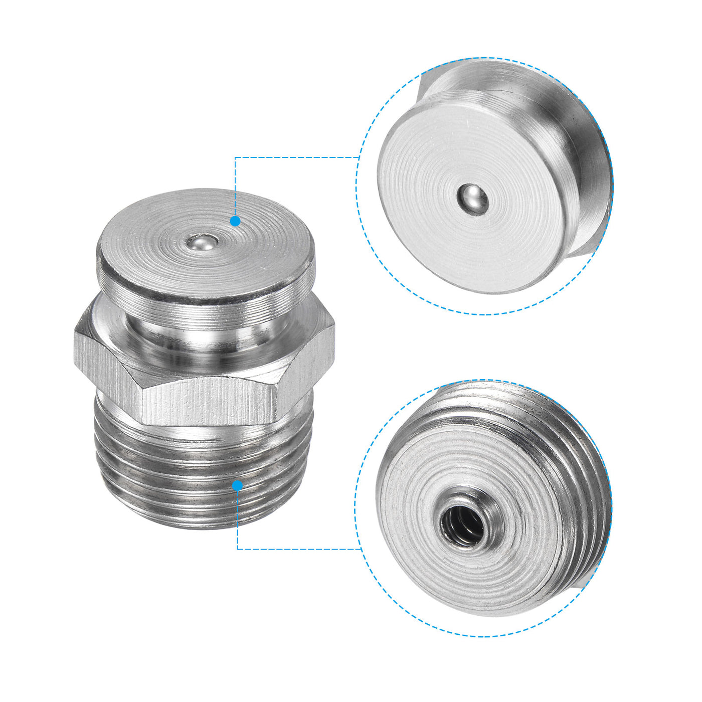 Harfington Push Button Grease Oil Cup 3/8-19G Male Thread 304 Stainless Steel Ball Oiler