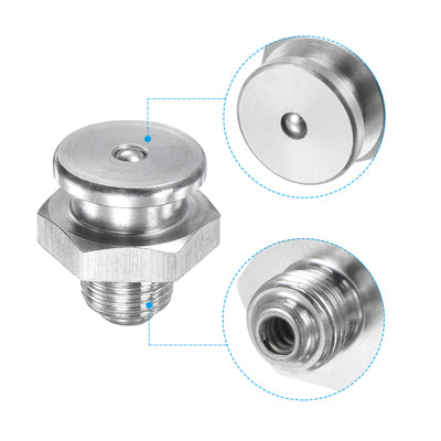Harfington Push Button Grease Oil Cup M10x1 Male Thread 304 Stainless Steel Ball Oiler