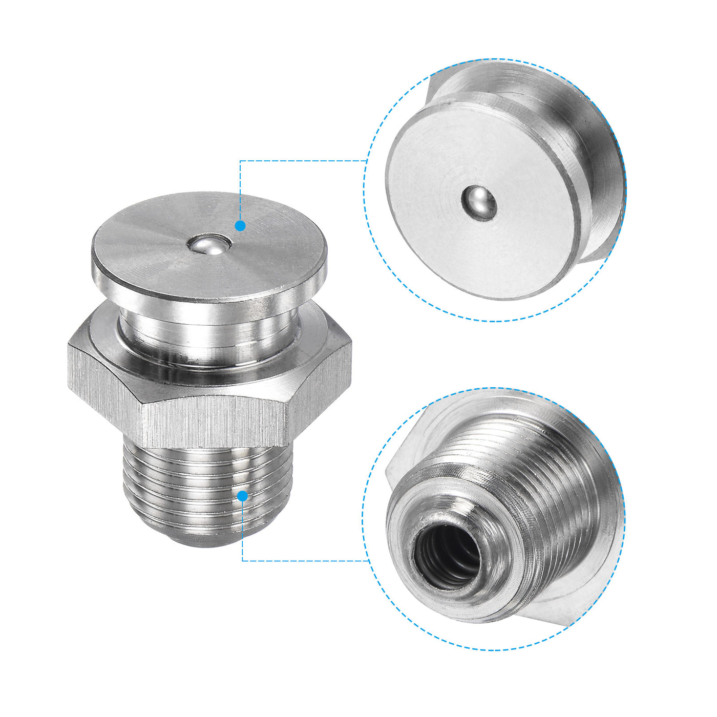 Harfington Push Button Grease Oil Cup M12x1 Male Thread 304 Stainless Steel Ball Oiler