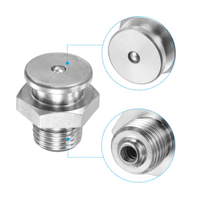 Harfington Push Button Grease Oil Cup M12x1.25 Male Thread 304 Stainless Steel Ball Oiler