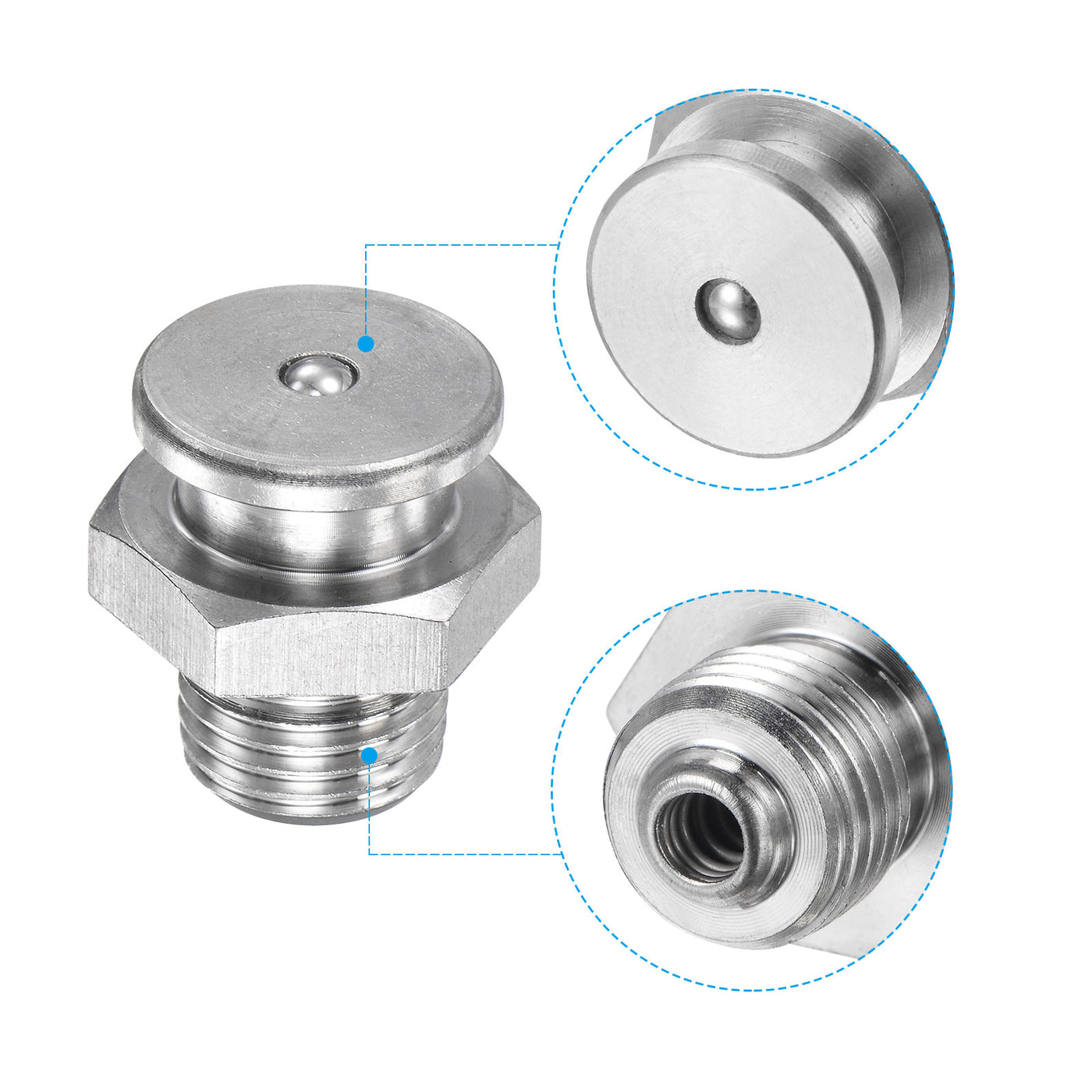 Harfington Push Button Grease Oil Cup M12x1.25 Male Thread 304 Stainless Steel Ball Oiler