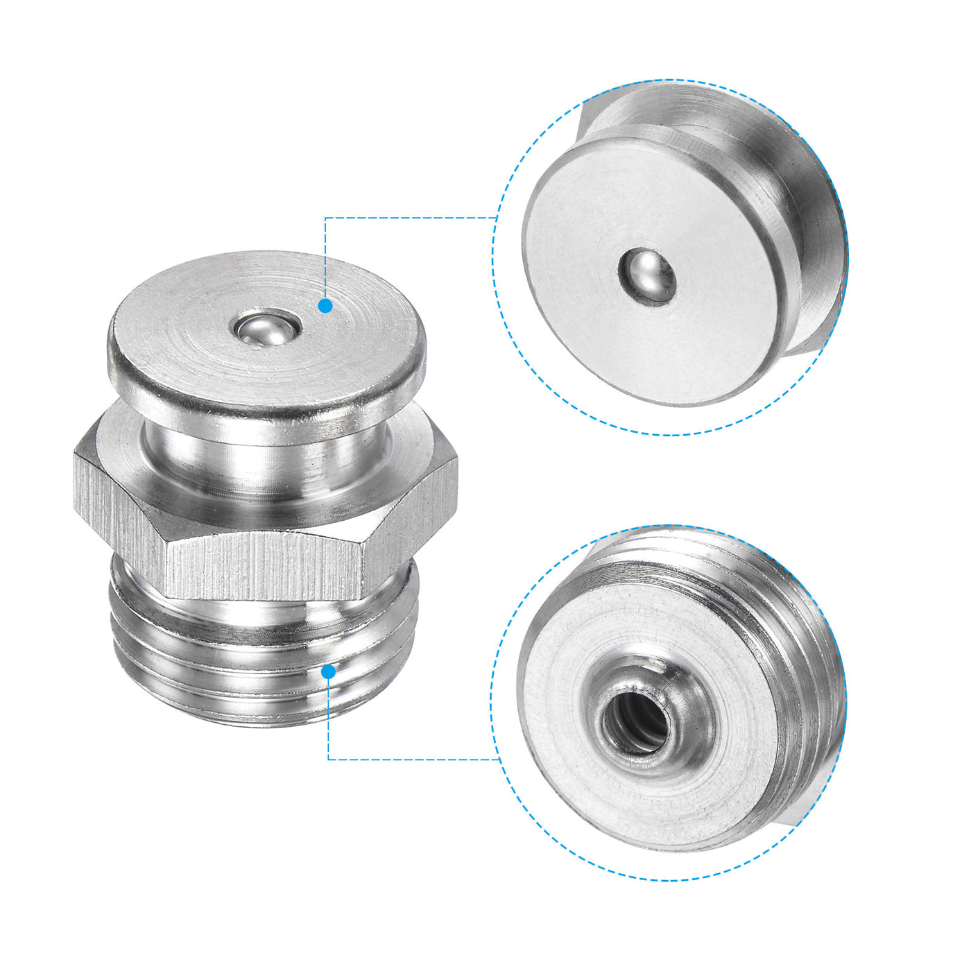 Harfington Push Button Grease Oil Cup M16x1.5 Male Thread 304 Stainless Steel Ball Oiler