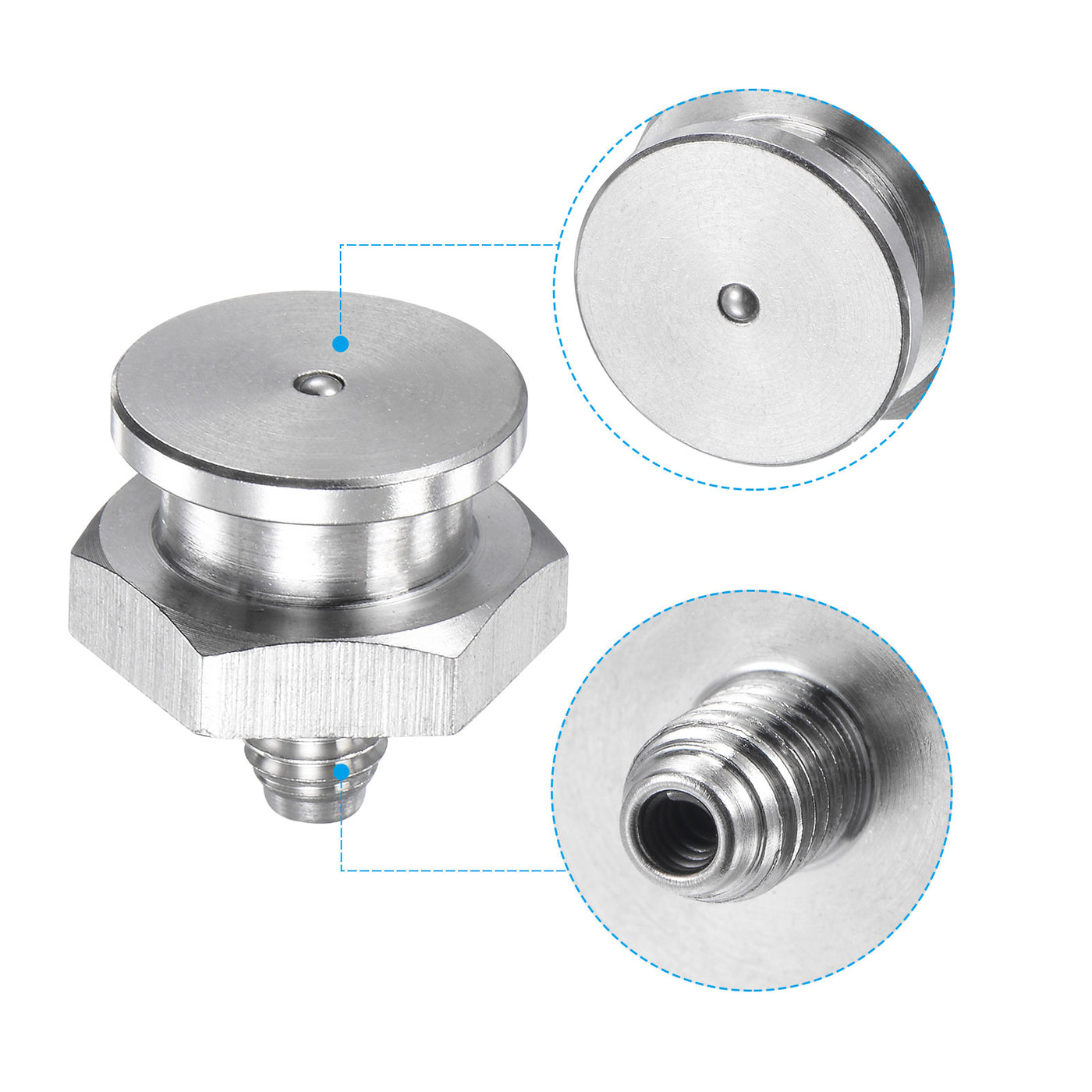 Harfington Push Button Grease Oil Cup M6x1 Male Thread 304 Stainless Steel Ball Oiler