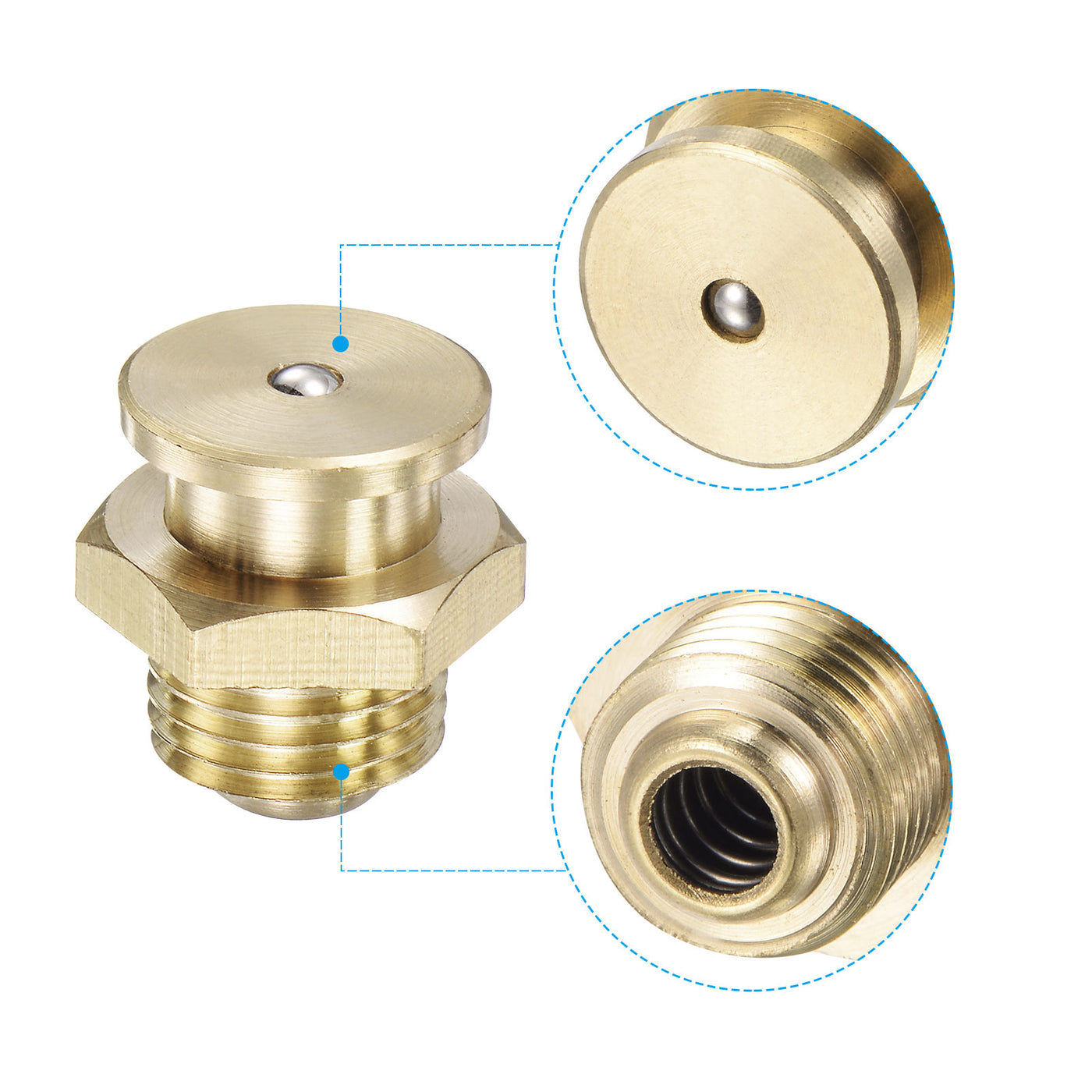 Harfington Brass Push Button Grease Oil Cup 1/4-14G Male Thread 0.63" Diameter Ball Oiler