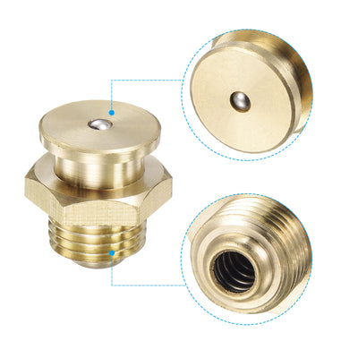 Harfington Brass Push Button Grease Oil Cup 1/4-14G Male Thread 0.63" Diameter Ball Oiler
