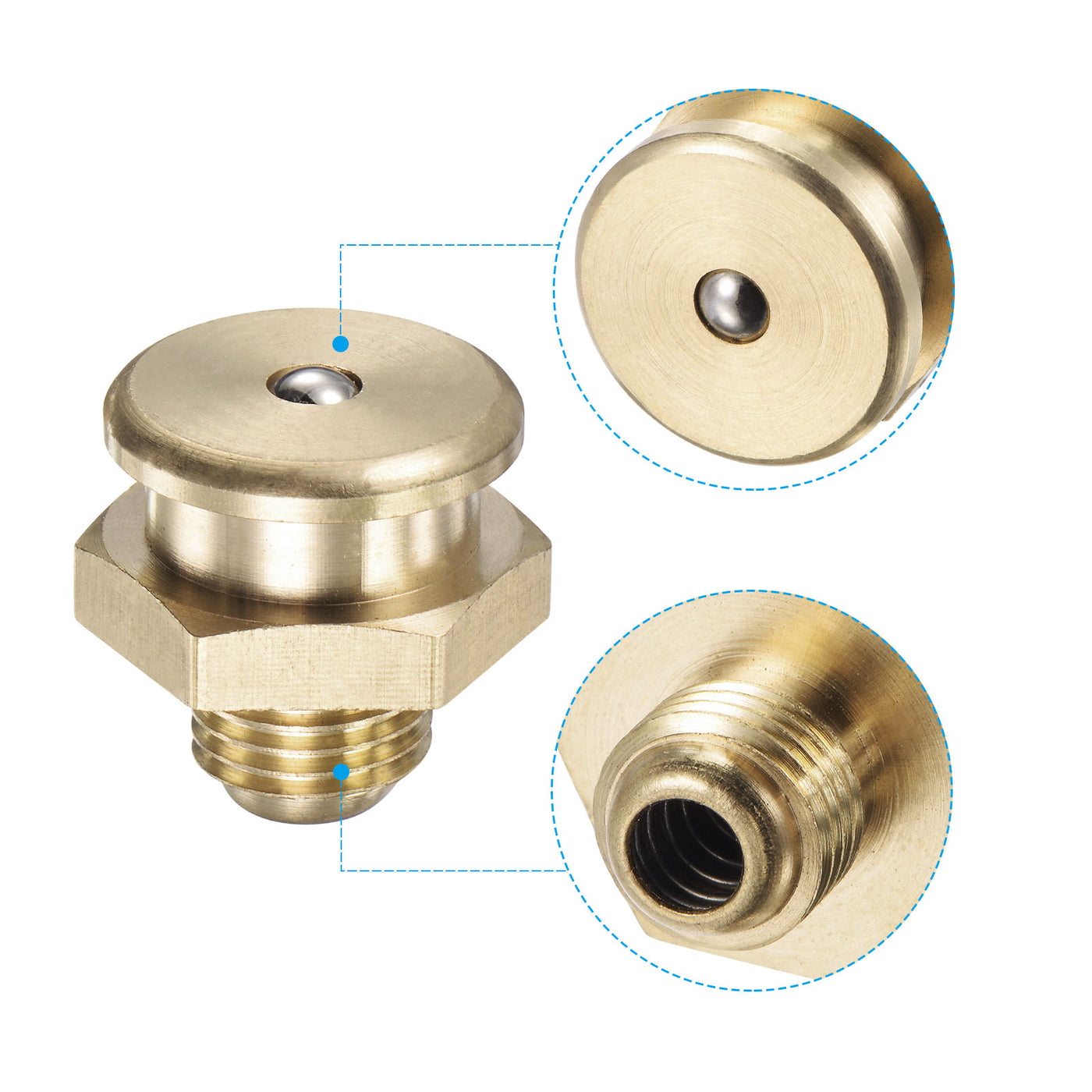 Harfington Brass Push Button Grease Oil Cup 1/4-19G Male Thread for Lubrication System