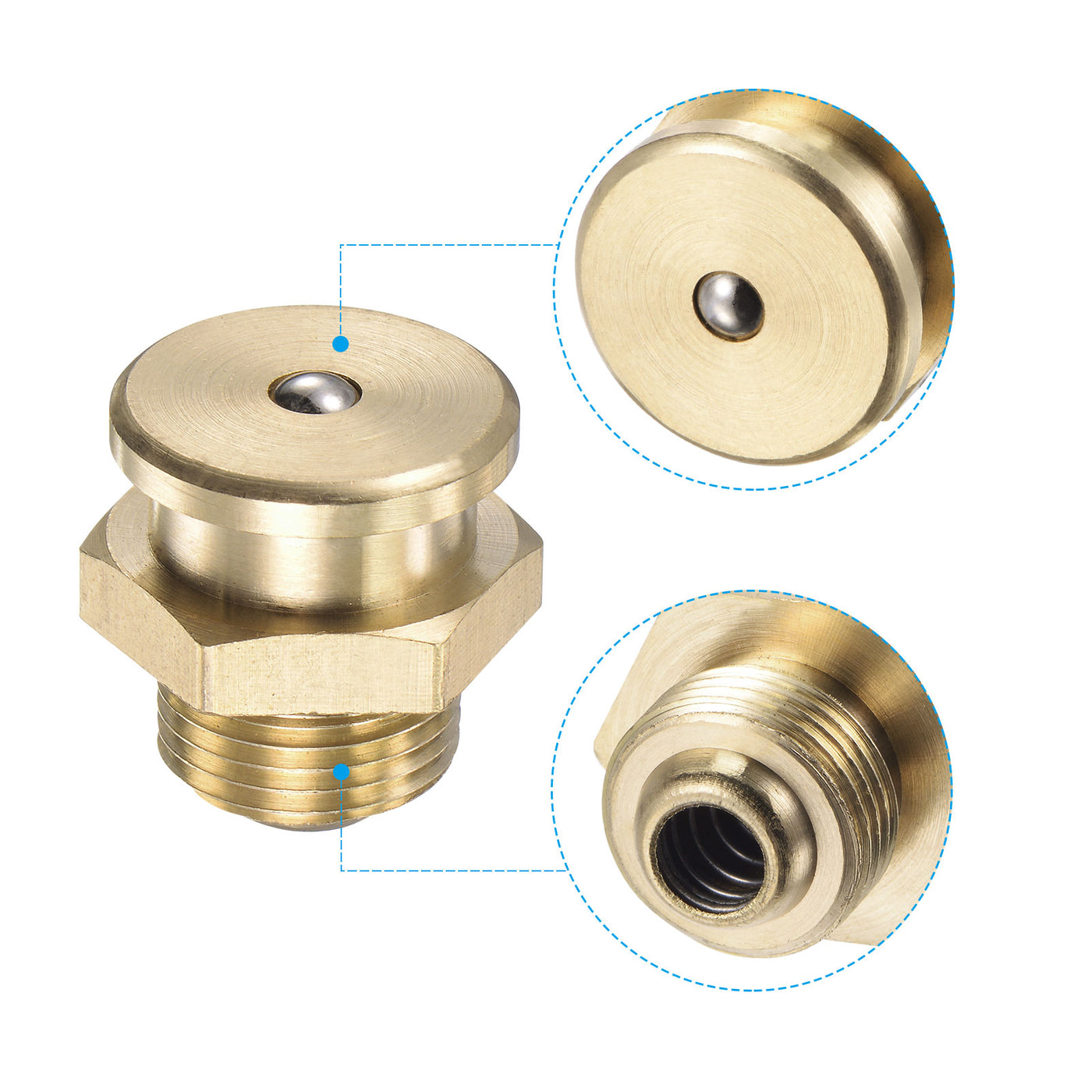 Harfington Brass Push Button Grease Oil Cup 3/8-19G Male Thread for Lubrication System