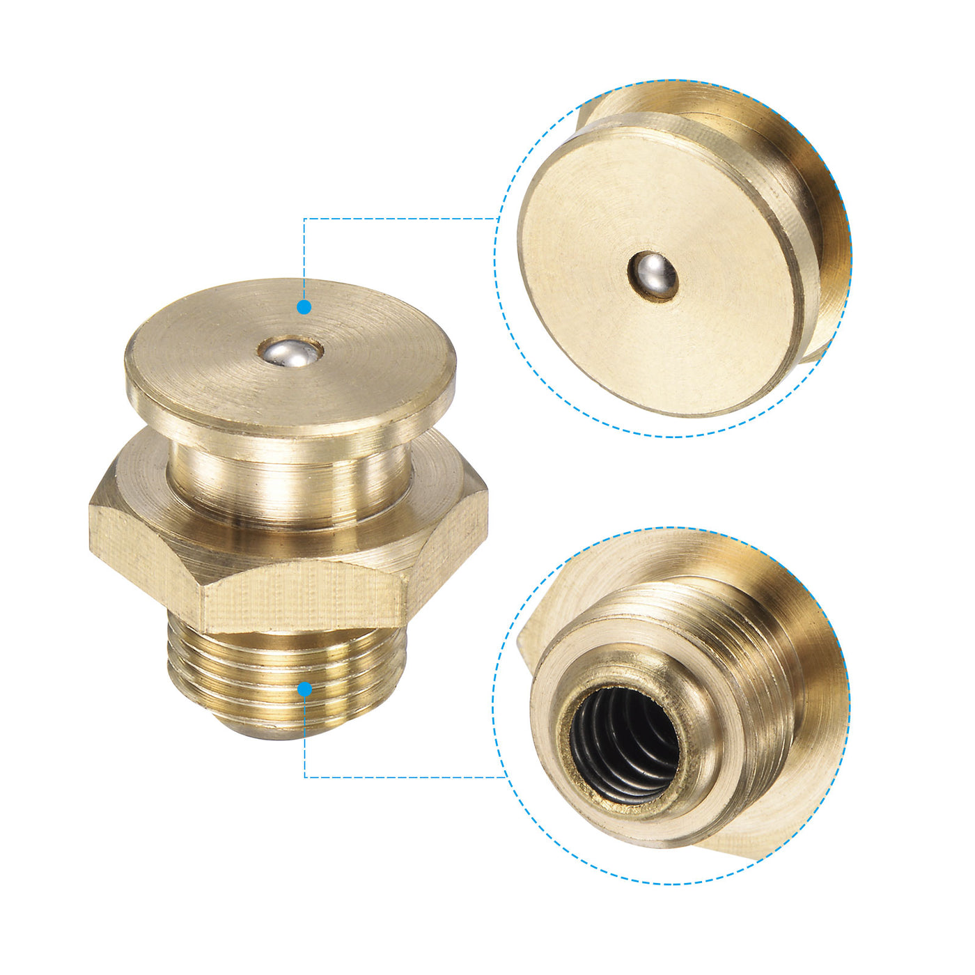 Harfington Brass Push Button Grease Oil Cup M12x1 Male Thread for Lubrication System