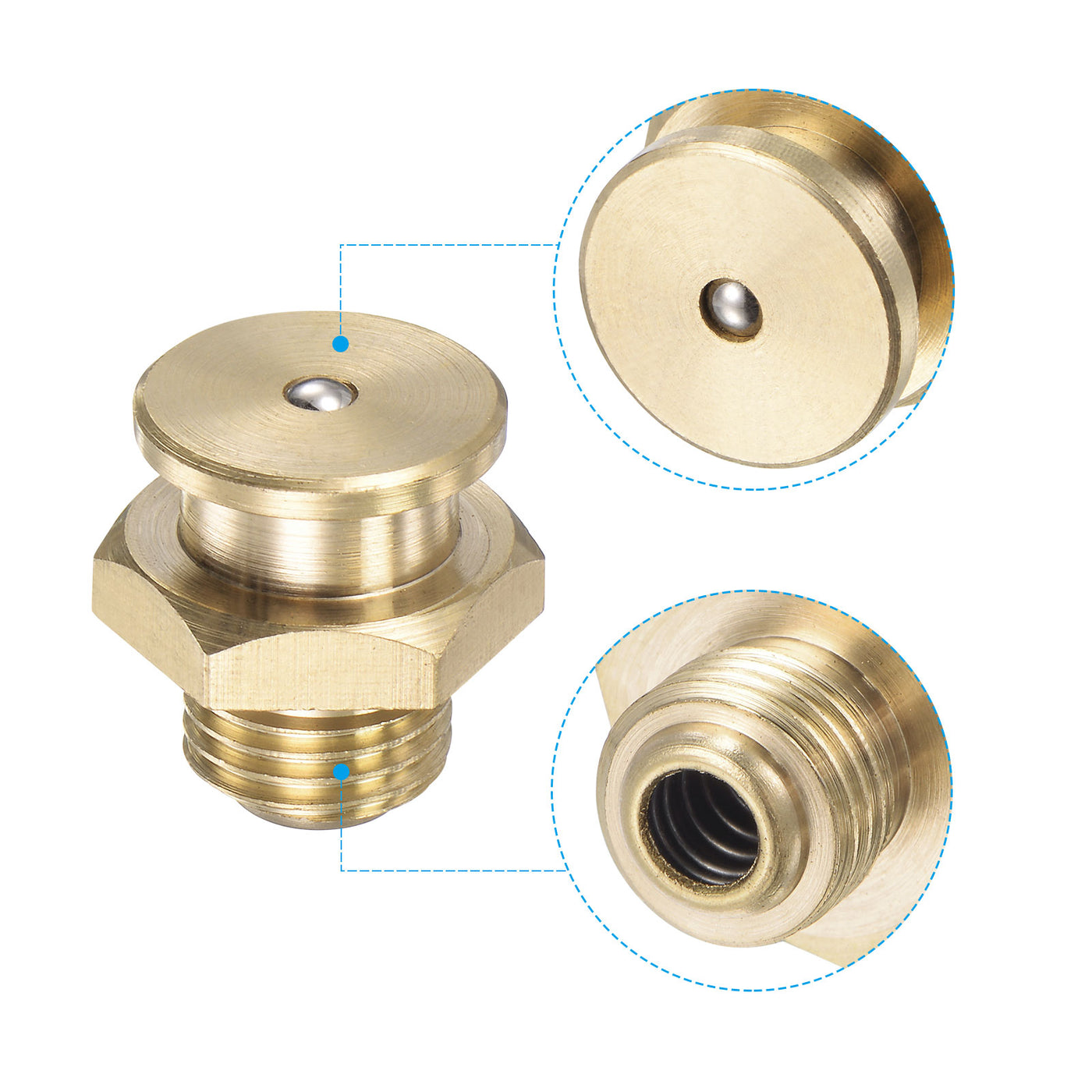 Harfington Brass Push Button Grease Oil Cup M12x1.25 Male Thread Ball Oiler