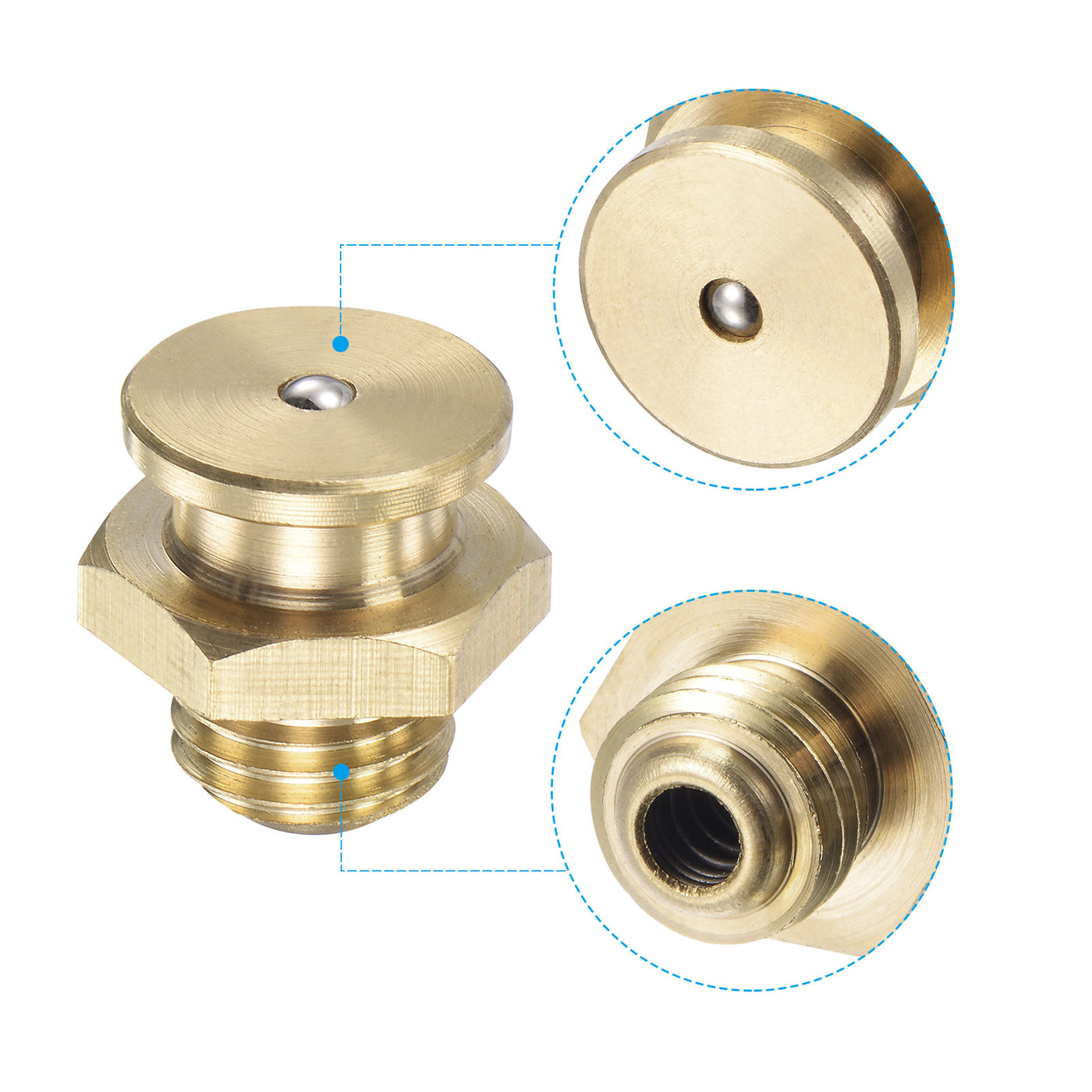 Harfington Brass Push Button Grease Oil Cup M12x1.5 Male Thread for Lubrication System