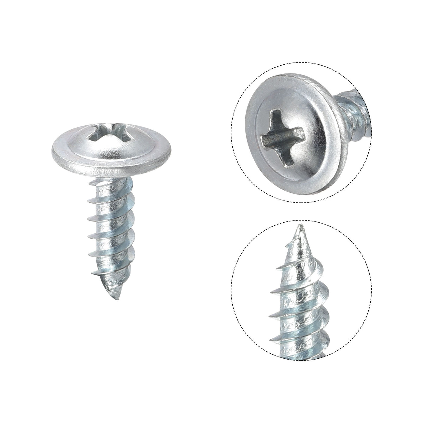 Harfington Phillips Head Self Tapping Screws, #8 x 1/2" Carbon Steel Wood Sheet Metal Screw 100pcs